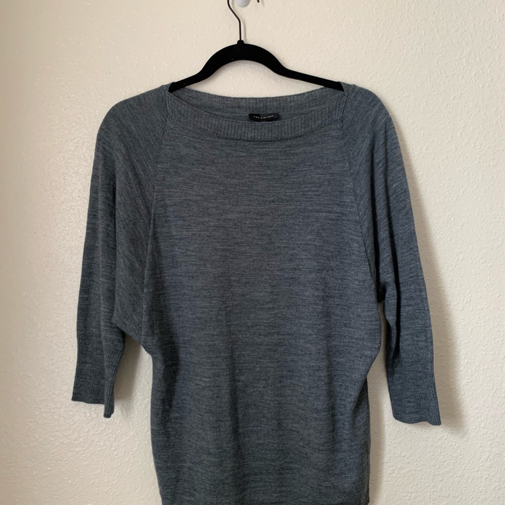 gray square neck sweater